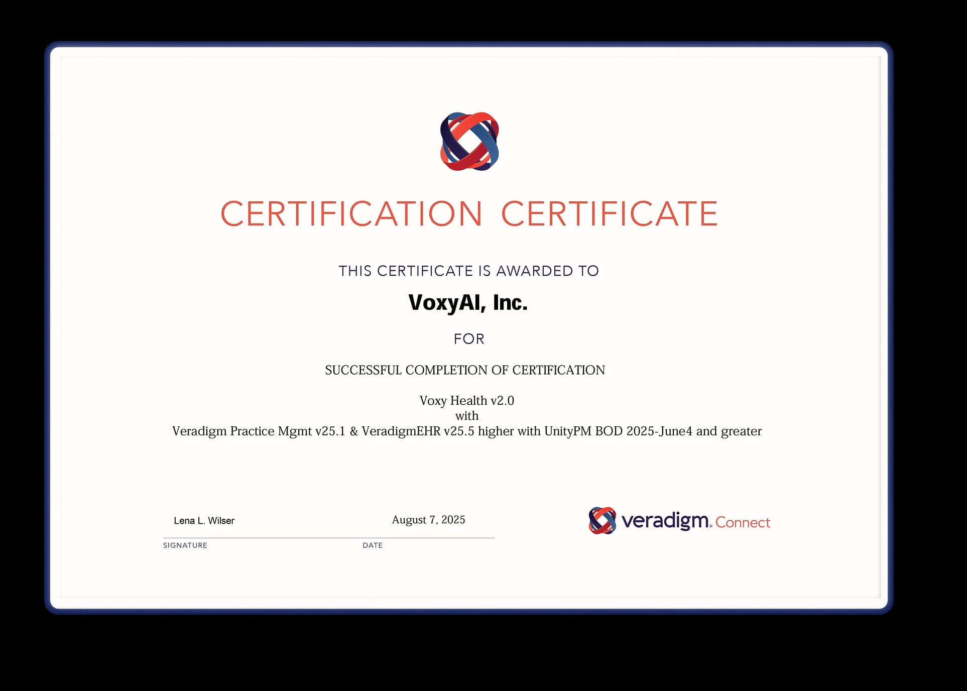VoxyHealth is an officially certified Veradigm partner.